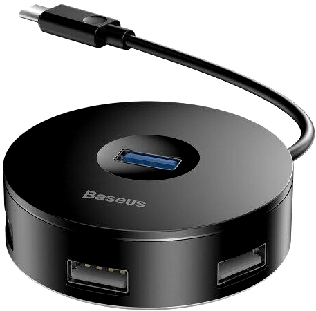 Концентратор (USB хаб) Baseus Round Box Hub USB Type-C — 1xUSB 3.0, 3xUSB 2.0 Black (CAHUB-G01) / изоборажение №3