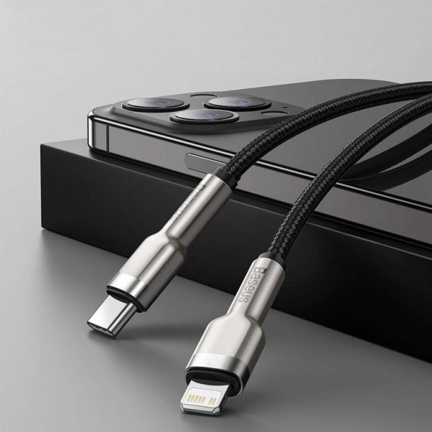Кабель USB Baseus Cafule Metal Type-C to Lightning PD 20W 2м Black (CATLJK-B01) / изоборажение №1