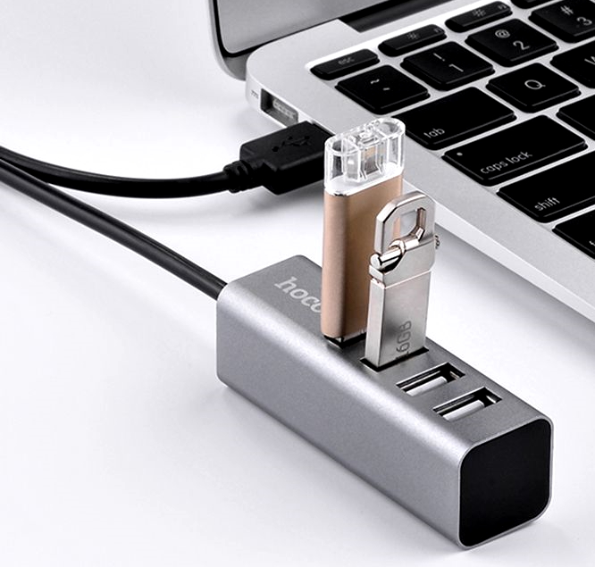 USB концентратор (хаб) Hoco HB1 USB -> 4xUSB 2.0 Tarnish / зображення №4